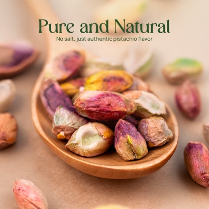 Pistachio kernels in a small wooden bowl with scattered kernels around