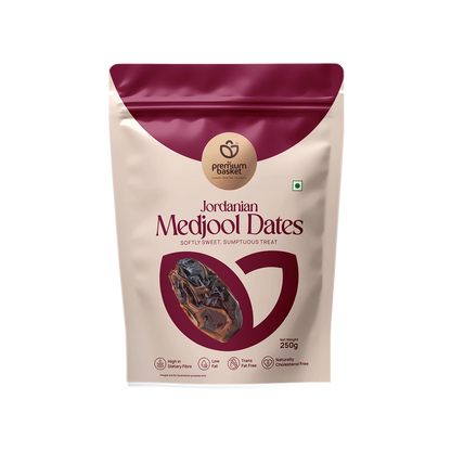 Jordanian Medjool Dates pouch, white with burgundy top and logo