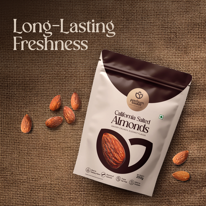 Salted almonds pouch with scattered roasted almonds, 250g