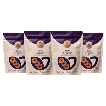 Afghan Anjeer dried fig pouches, purple and cream, pack of 4