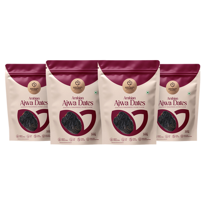 Arabian Ajwa Dates: four maroon-and-cream date pouches
