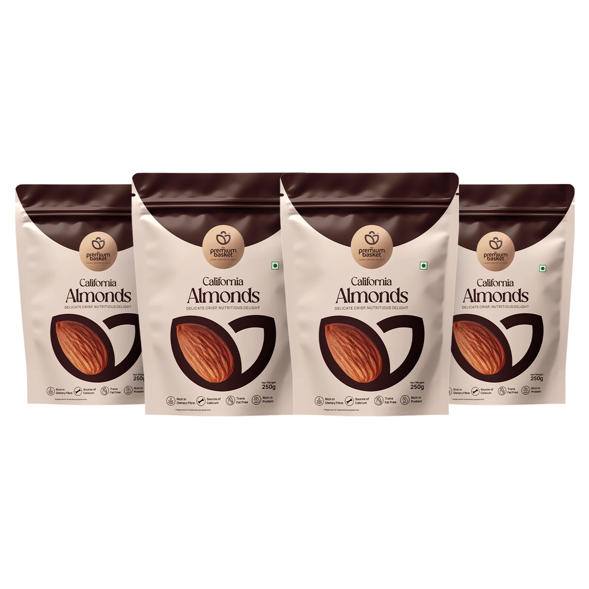 Premium California almonds bag set of 4, 250g pouches