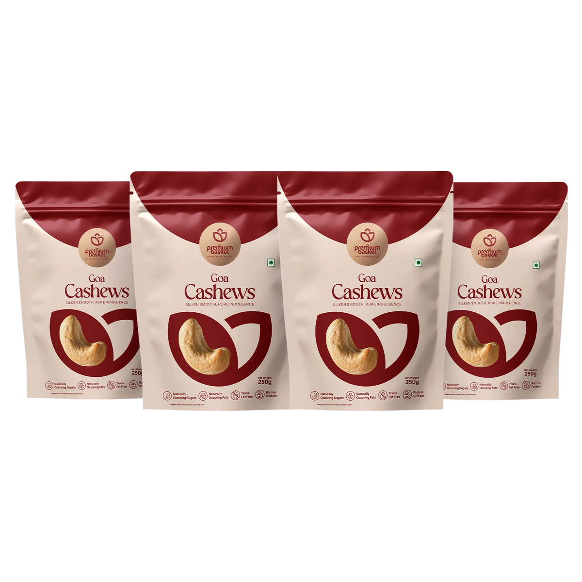 Cashew nuts pouch, red and white with 250 g label