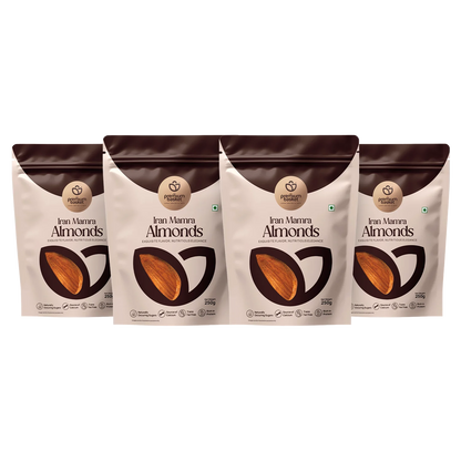 Iran Mamra Almonds stand-up pouches, four-pack
